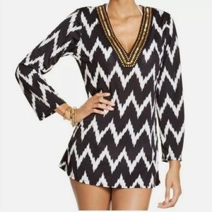 La Blanca Night Waves V-neck Tunic Swim Cover-up